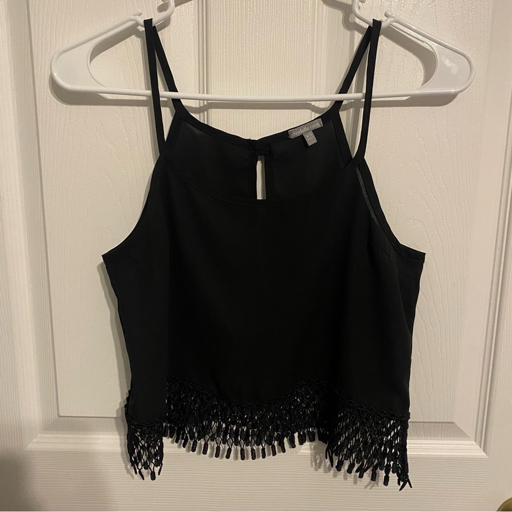 Charlotte Russe Black Fringe Hem Cami Crop Top – Size XS - Item 0052
